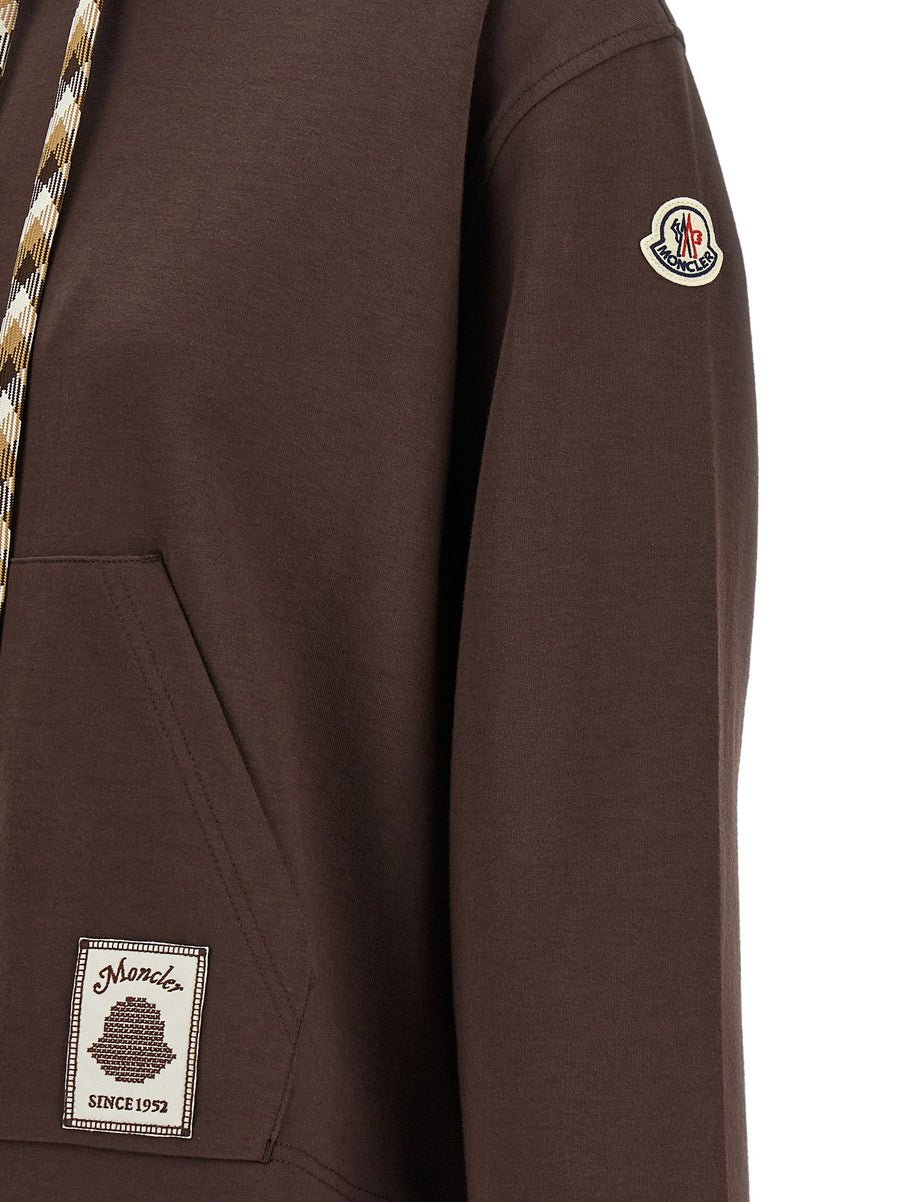 Moncler Maxi Drawstring Hoodie Women Brown Oversized Cropped Fit