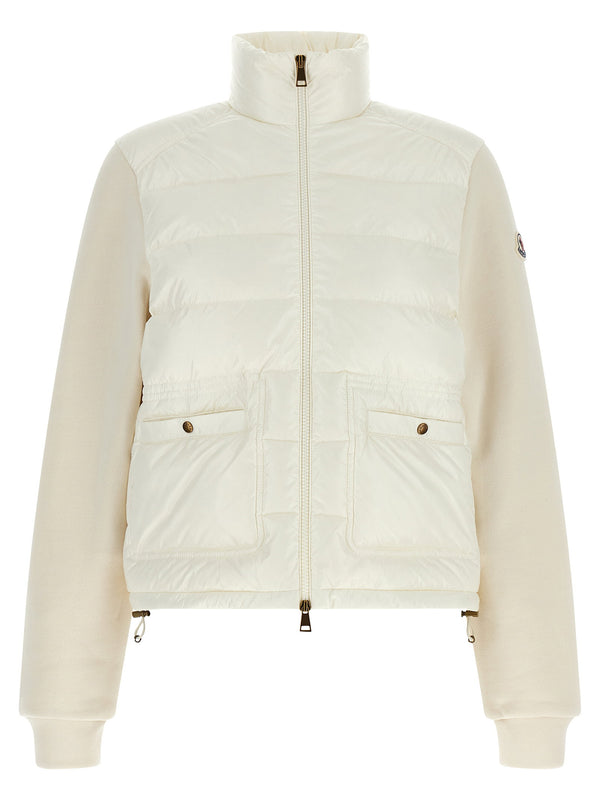 Moncler Ivory Quilted Tech Cardigan Zip Up For Women