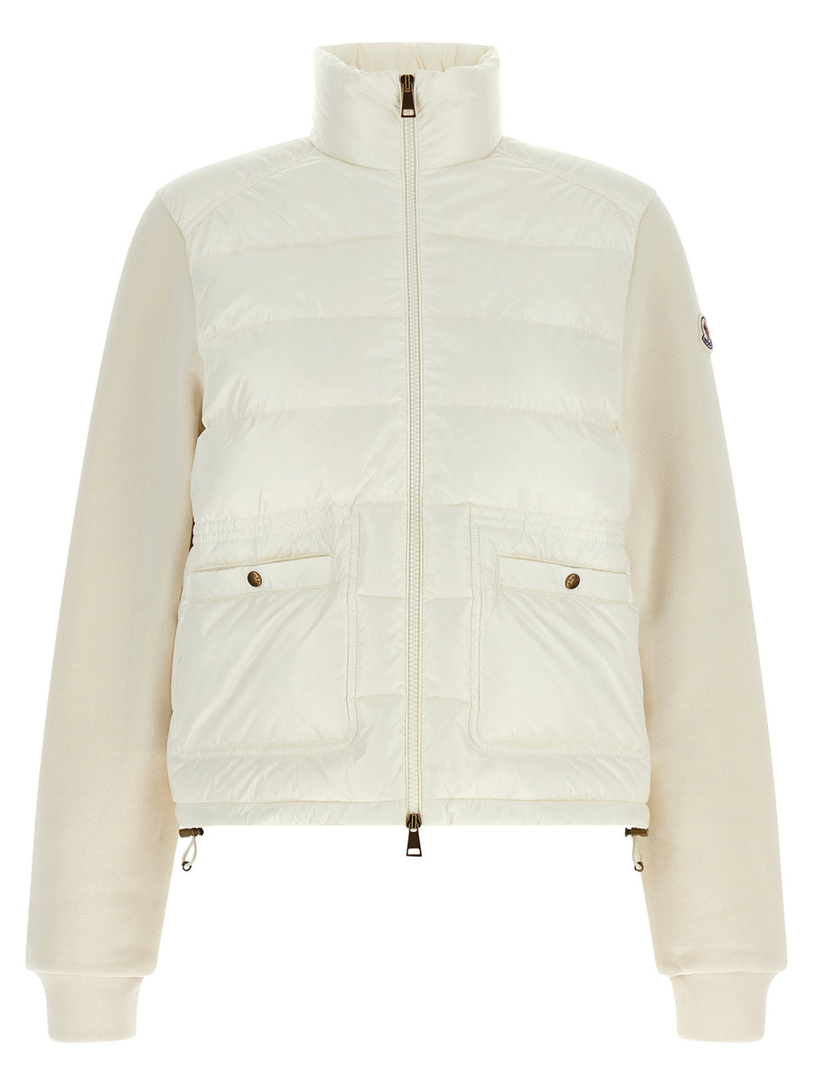 Moncler Ivory Quilted Tech Cardigan Zip Up For Women