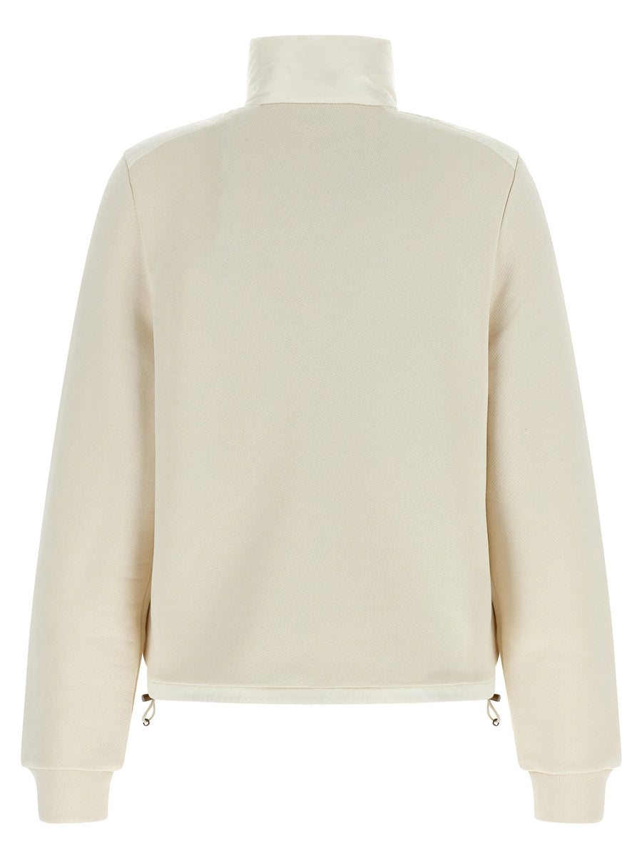 Moncler Ivory Quilted Tech Cardigan Zip Up For Women
