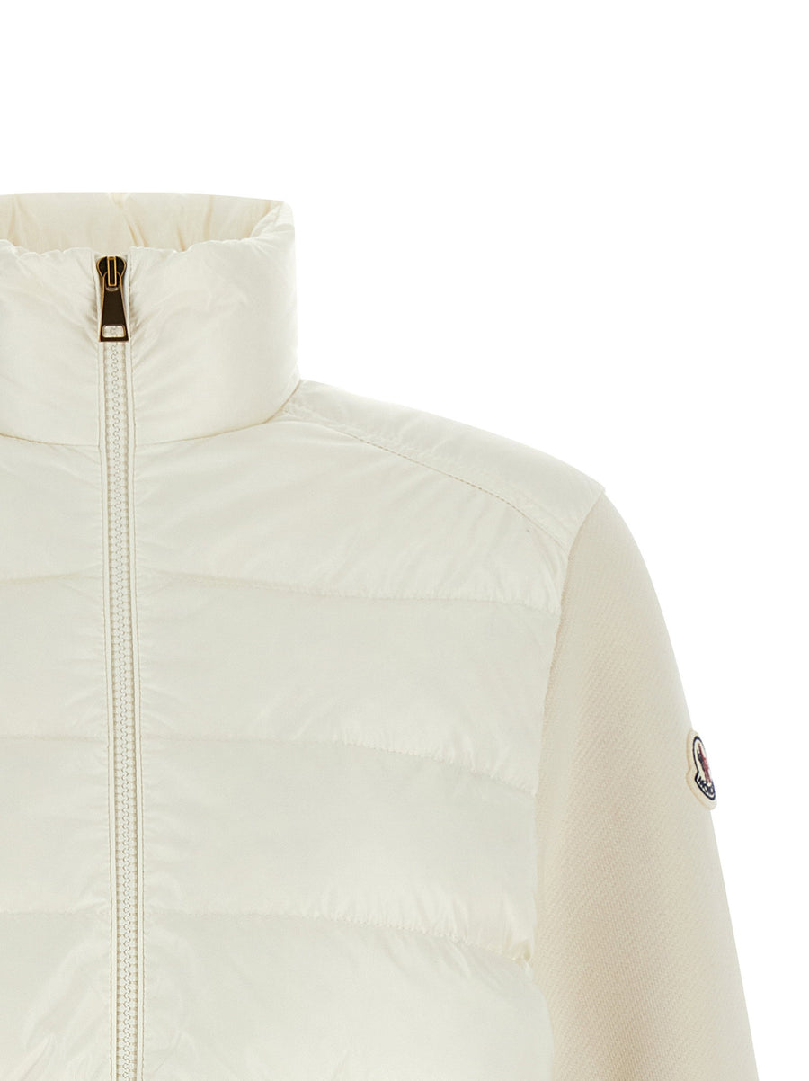 Moncler Ivory Quilted Tech Cardigan Zip Up For Women