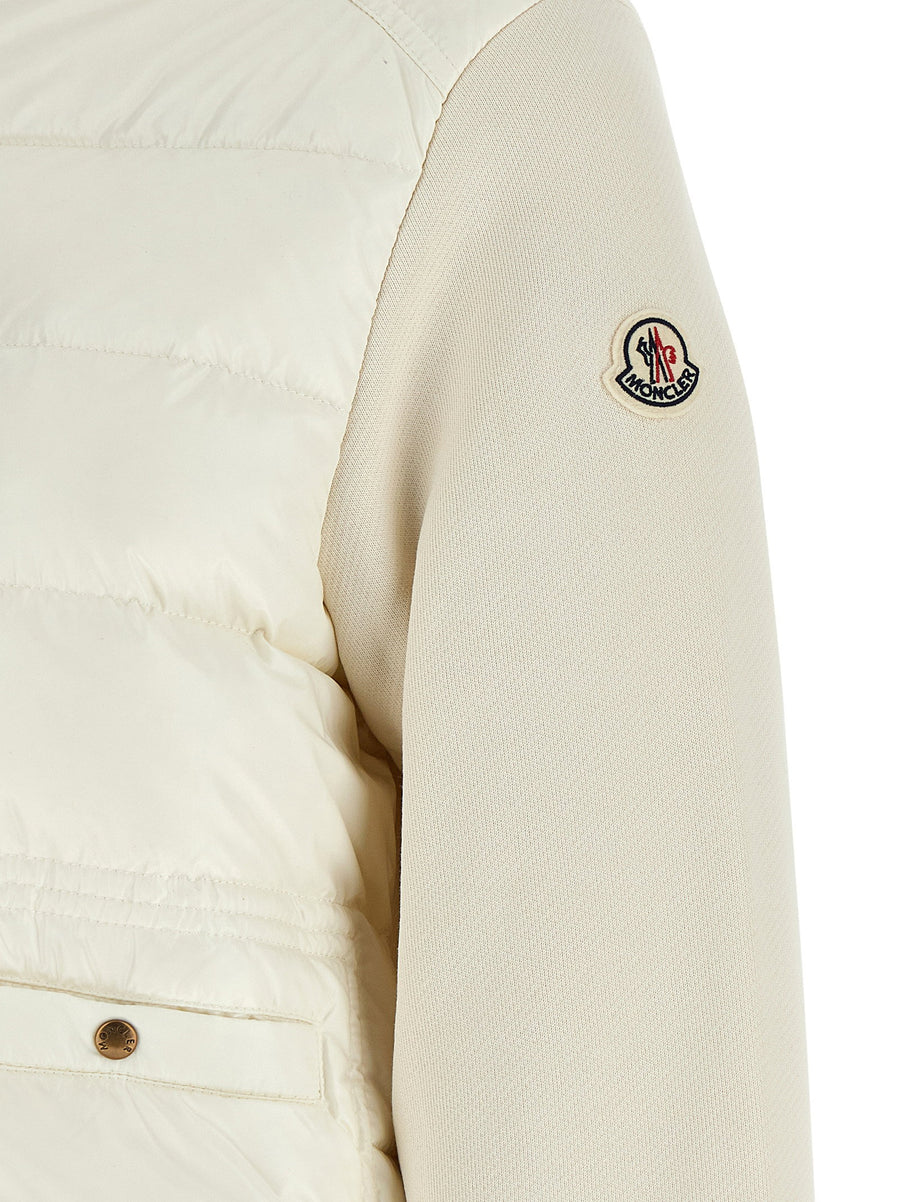 Moncler Ivory Quilted Tech Cardigan Zip Up For Women