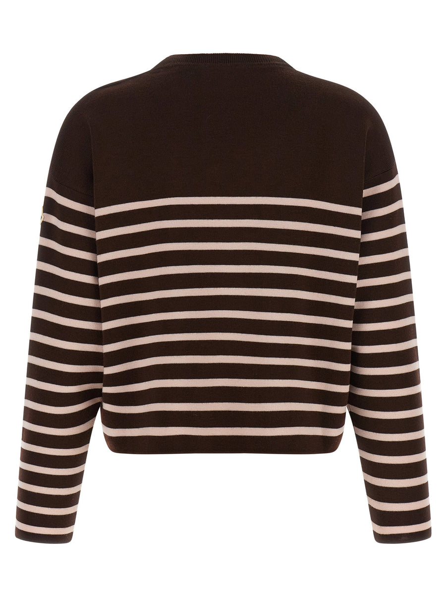 Moncler Embroidered Striped Virgin Wool Sweater for Women