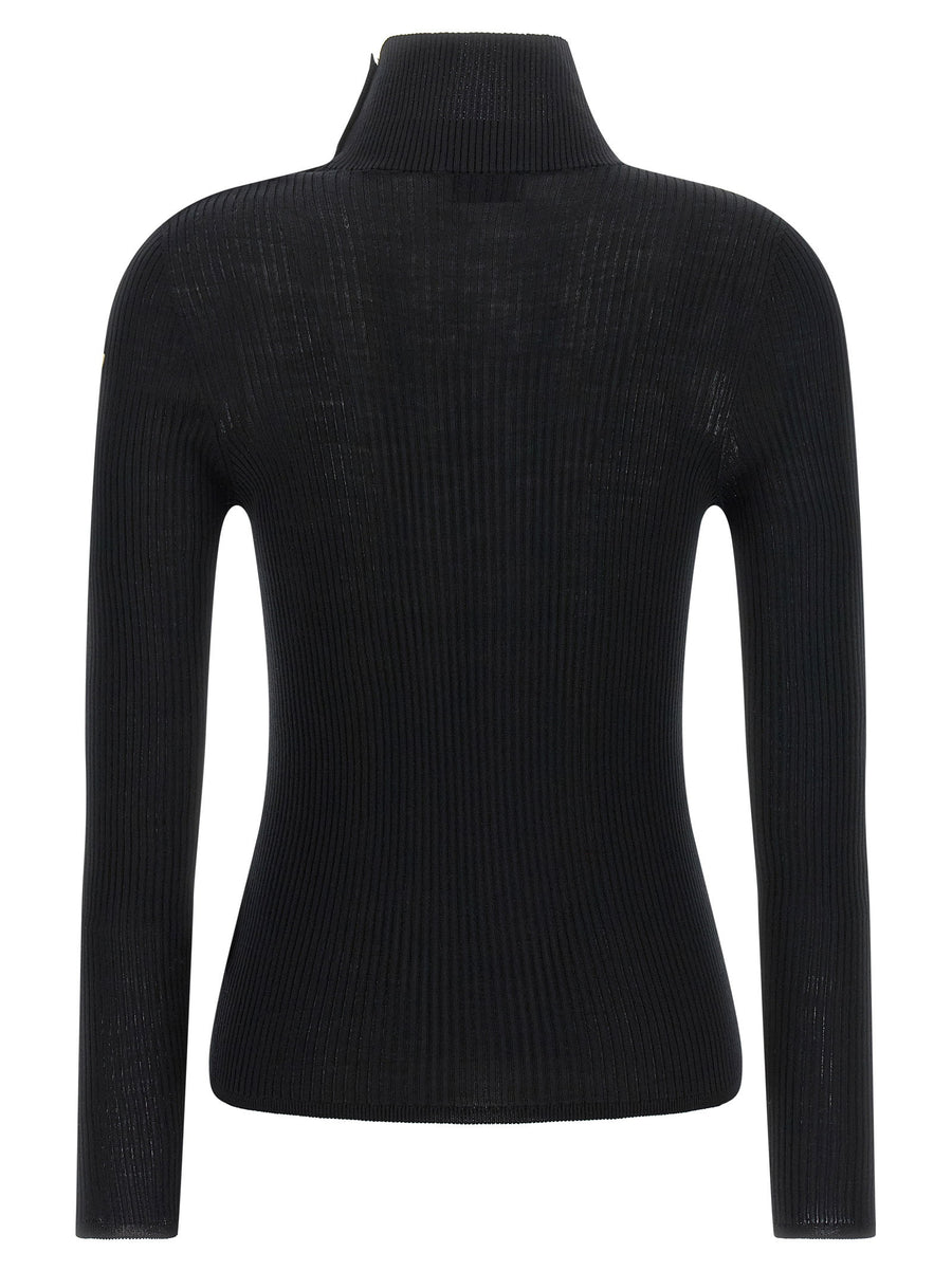 Moncler Black Virgin Wool Turtleneck Sweater For Women