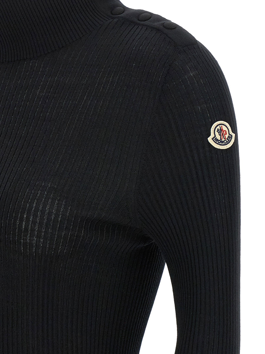 Moncler Black Virgin Wool Turtleneck Sweater For Women