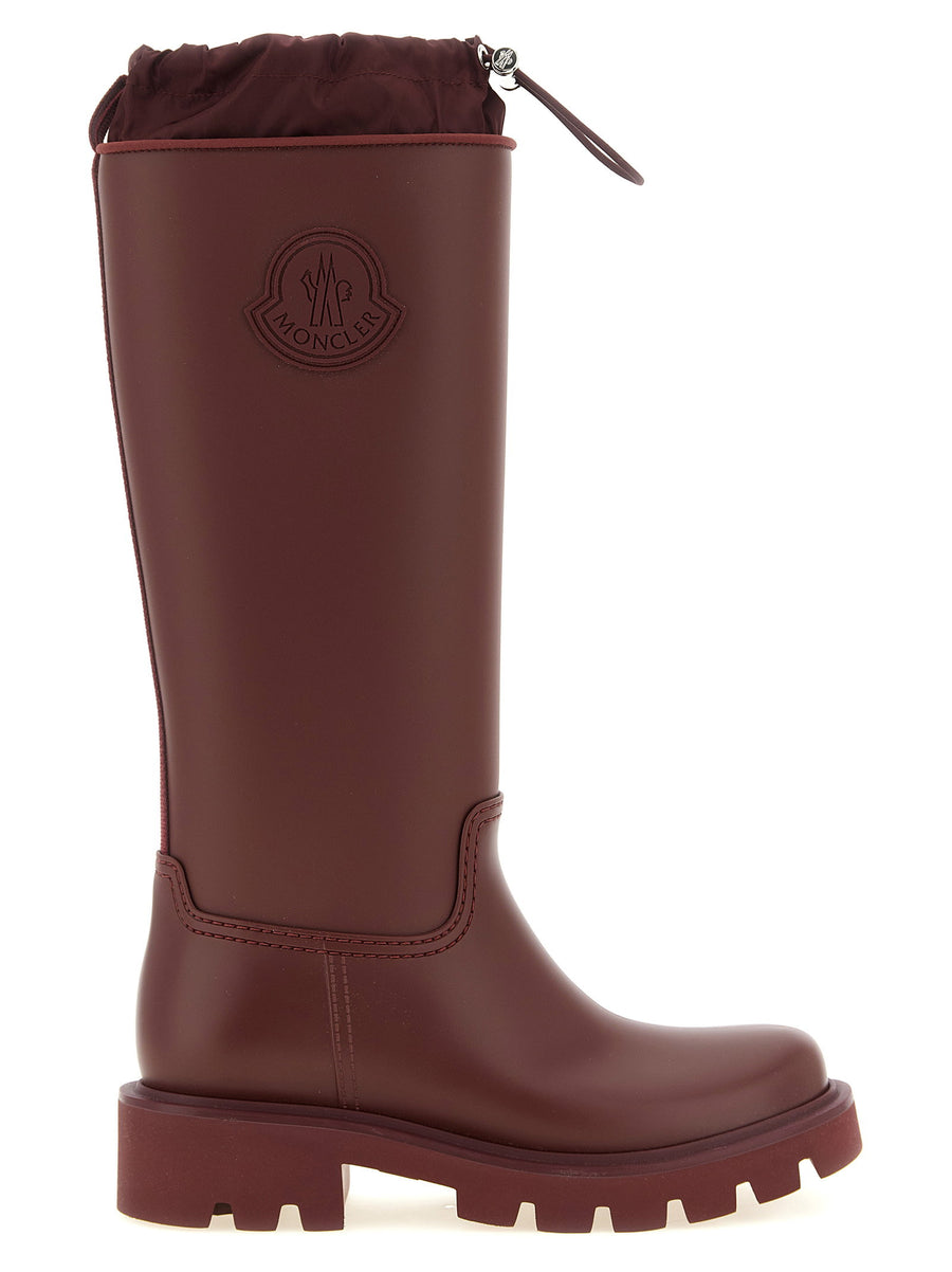 Moncler Kickstream High Rain Boots Bordeaux PVC Waterproof For Women
