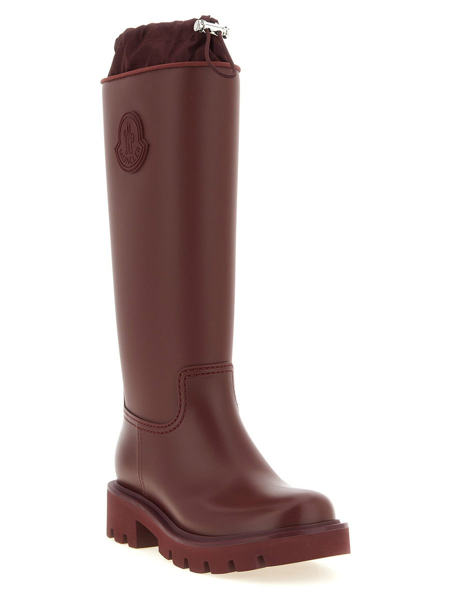 Moncler Kickstream High Rain Boots Bordeaux PVC Waterproof For Women