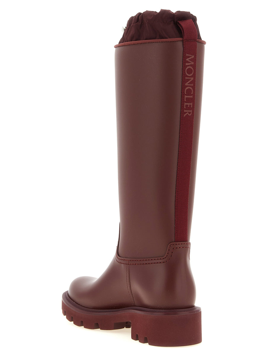 Moncler Kickstream High Rain Boots Bordeaux PVC Waterproof For Women
