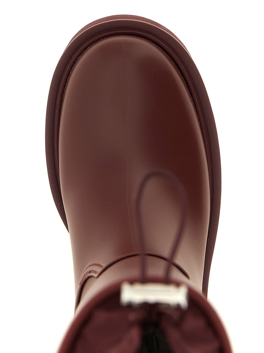 Moncler Kickstream High Rain Boots Bordeaux PVC Waterproof For Women