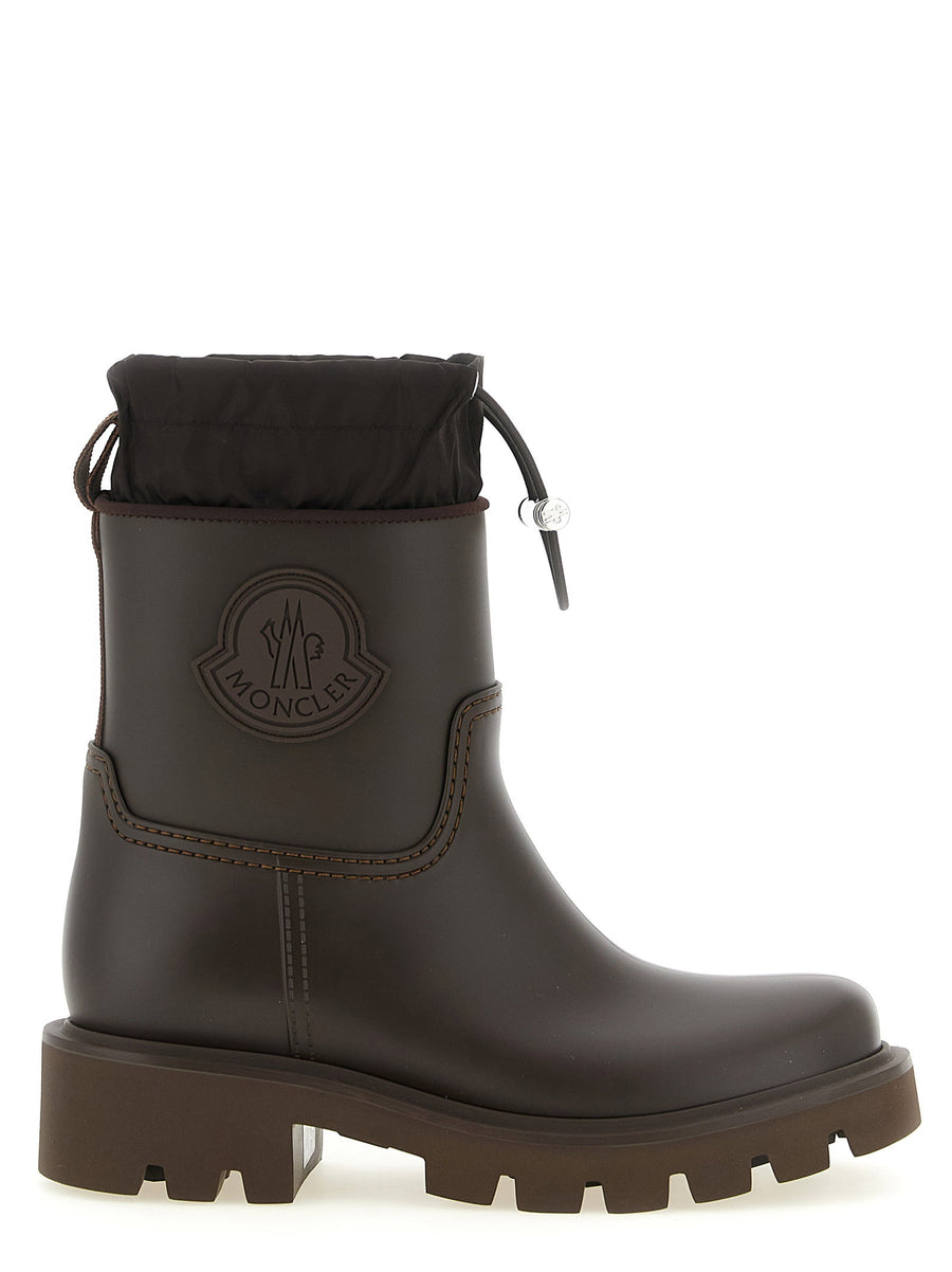Moncler Kickstream High Rain Boots Brown Waterproof PVC for Women