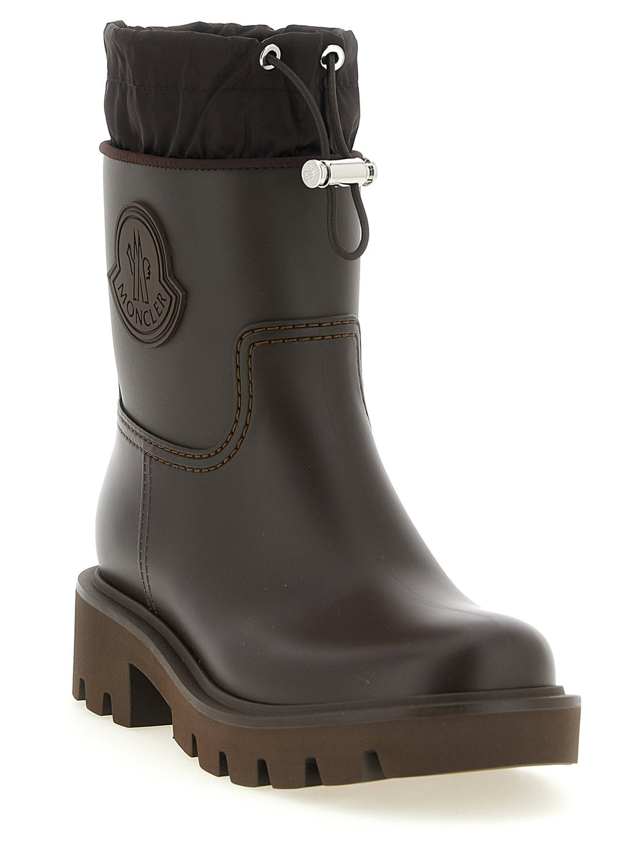 Moncler Kickstream High Rain Boots Brown Waterproof PVC for Women