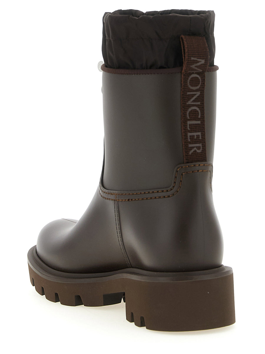 Moncler Kickstream High Rain Boots Brown Waterproof PVC for Women