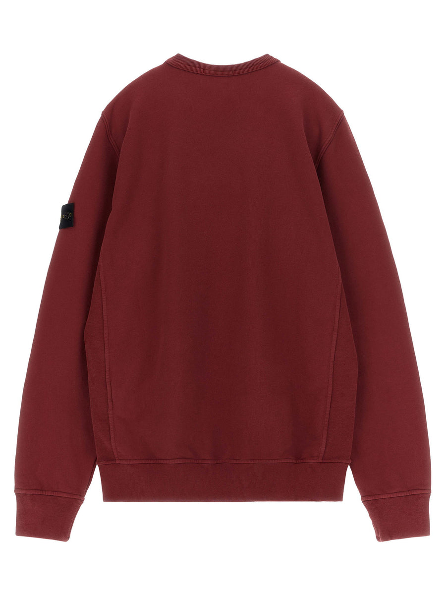 Stone Island Junior Badge Logo Sweatshirt Bordeaux Cotton Crew Neck Kids
