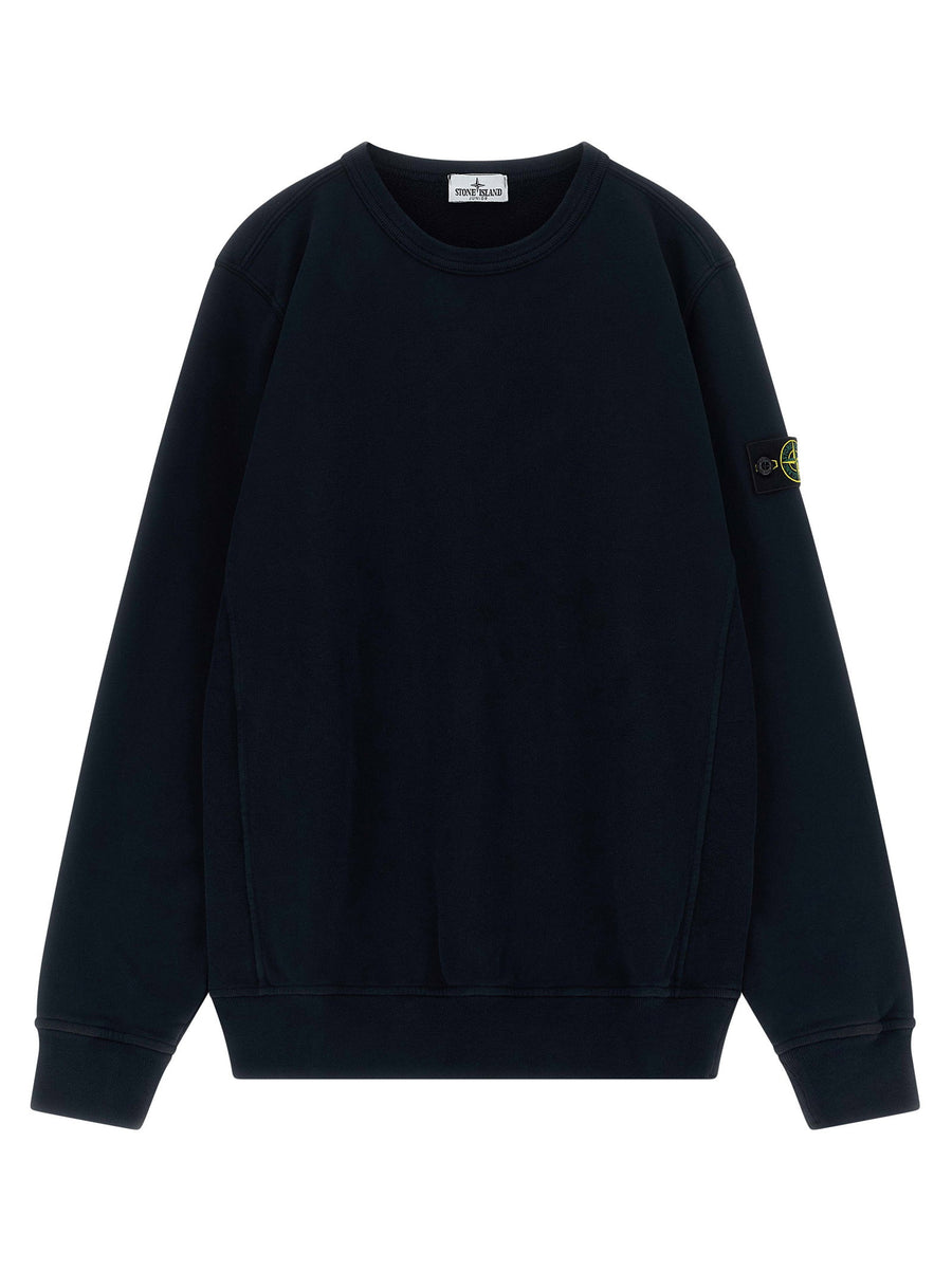 Stone Island Junior Badge Logo Sweatshirt Navy Blue Cotton For Boys