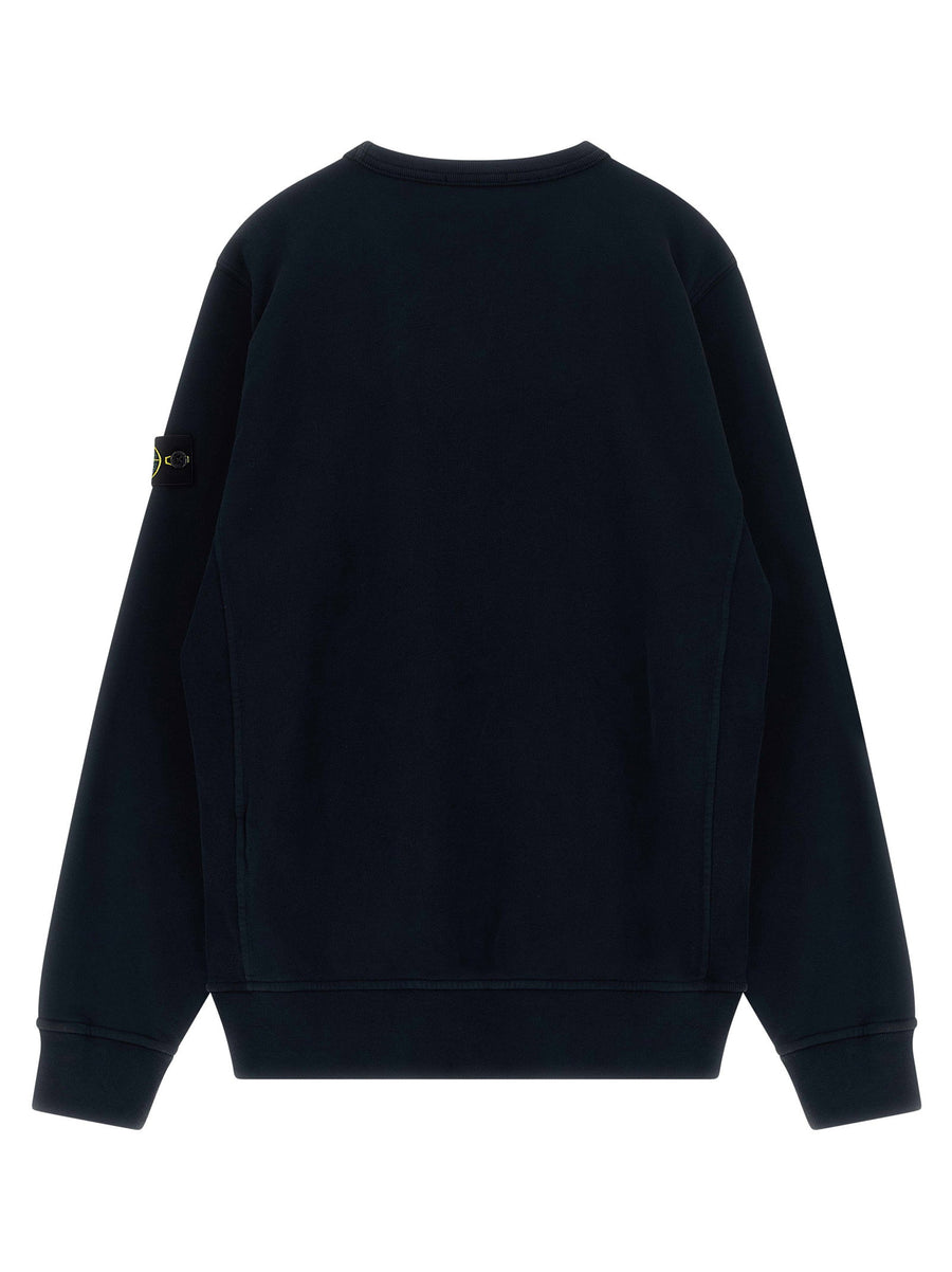 Stone Island Junior Badge Logo Sweatshirt Navy Blue Cotton For Boys
