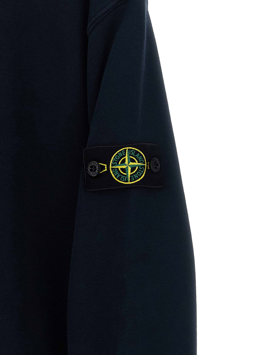 Stone Island Junior Badge Logo Sweatshirt Navy Blue Cotton For Boys