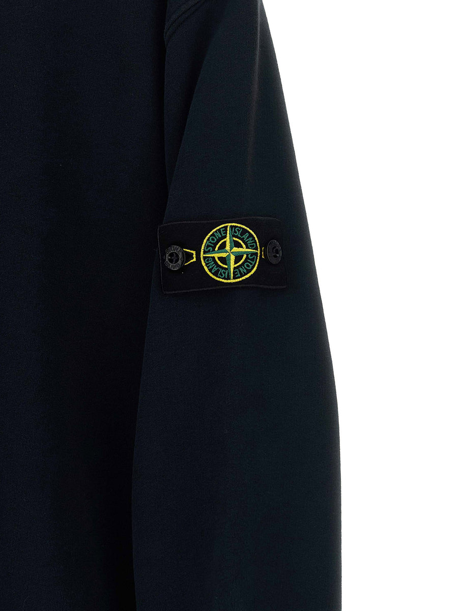 Stone Island Junior Badge Logo Sweatshirt Kids Black 100 Percent Cotton
