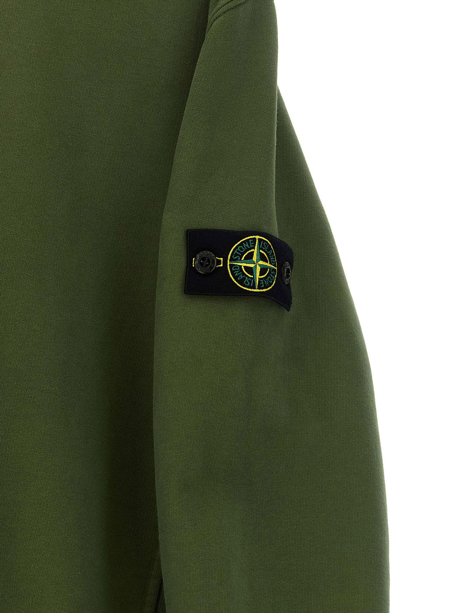 Stone Island Junior Badge Logo Sweatshirt Olive Green 100 Percent Cotton Kids