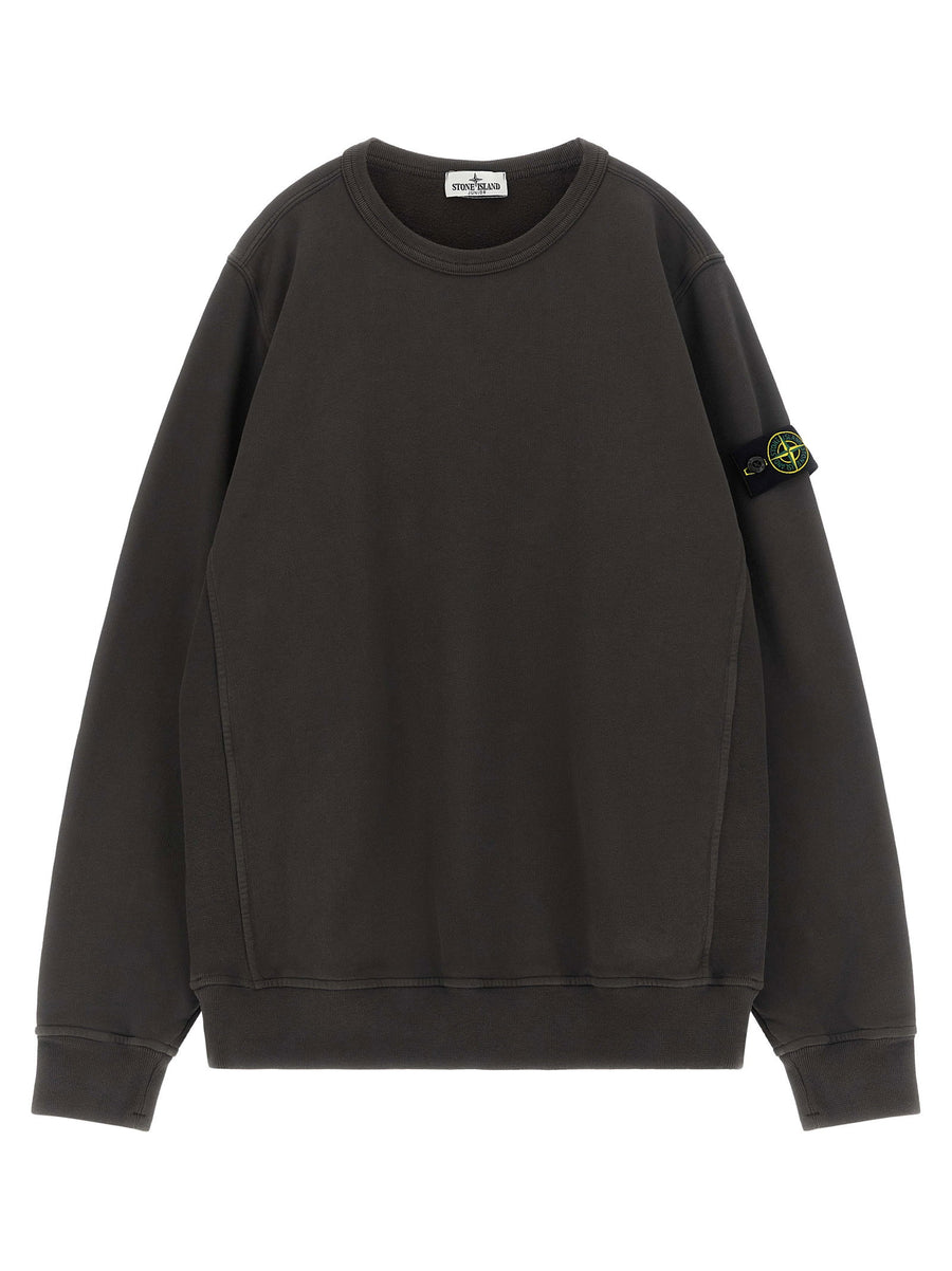 Stone Island Junior Badge Logo Sweatshirt Gray 100 Percent Cotton Kids
