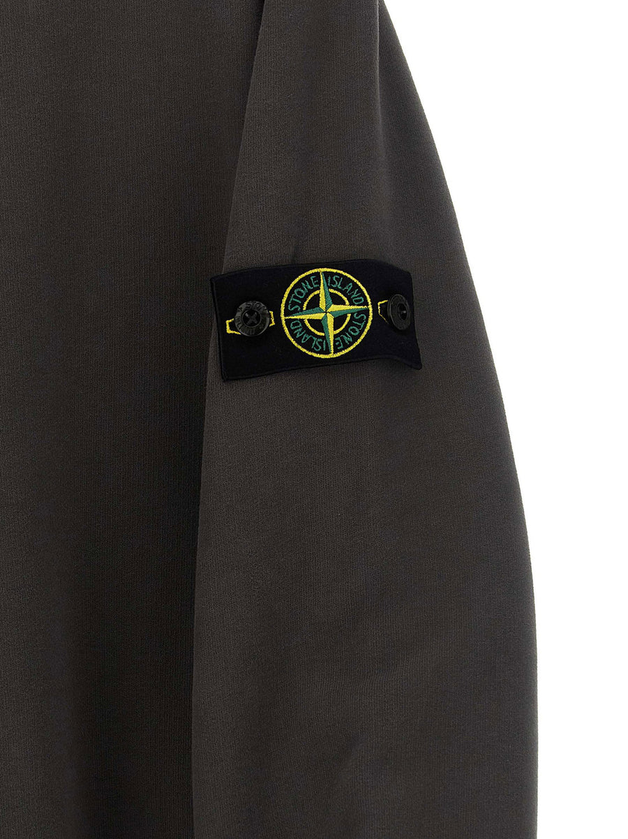Stone Island Junior Badge Logo Sweatshirt Gray 100 Percent Cotton Kids
