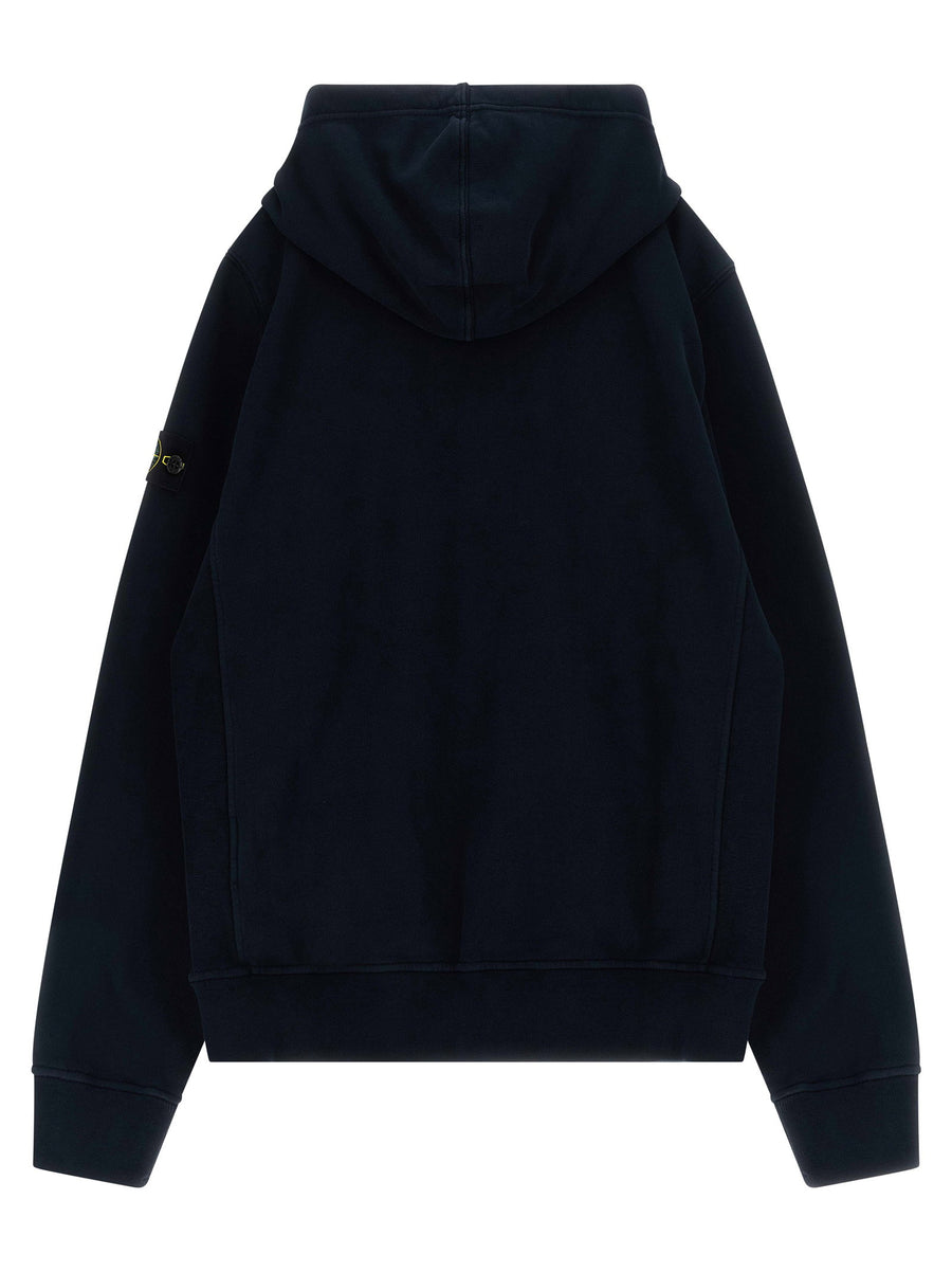 Stone Island Junior Badge Logo Hoodie Navy Blue Cotton Zip Up Boys