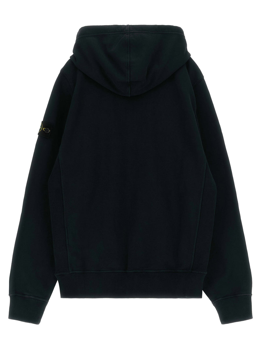 Stone Island Junior Badge Logo Hoodie Black 100 Percent Cotton