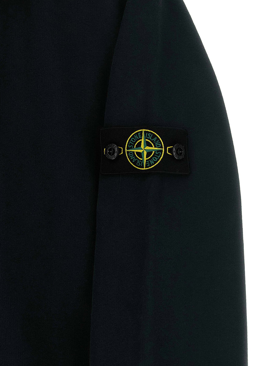 Stone Island Junior Badge Logo Hoodie Black 100 Percent Cotton