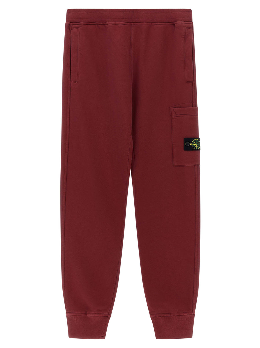 Stone Island Junior Bordeaux Badge Logo Cargo Joggers Relaxed Fit Cotton