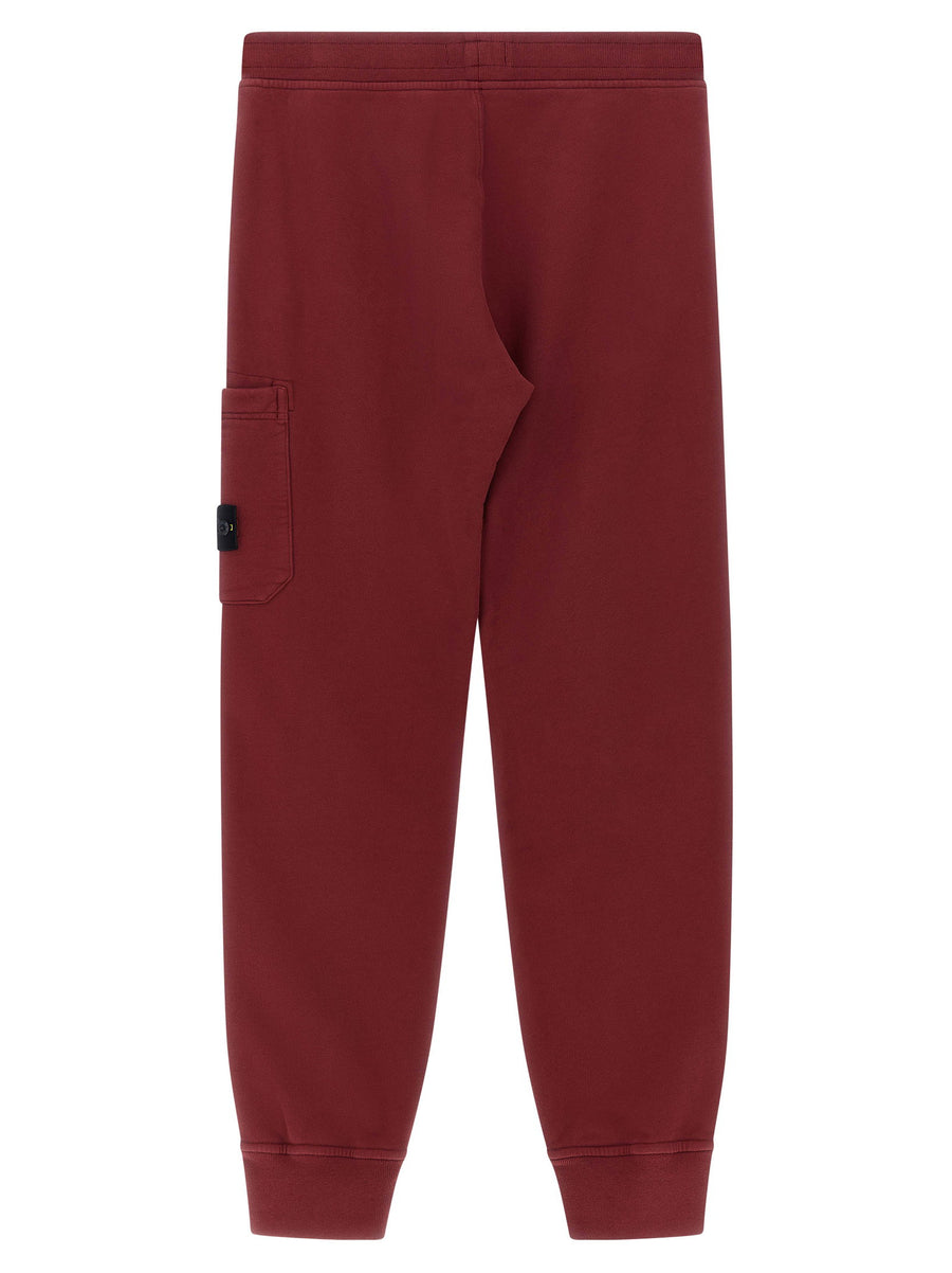 Stone Island Junior Bordeaux Badge Logo Cargo Joggers Relaxed Fit Cotton