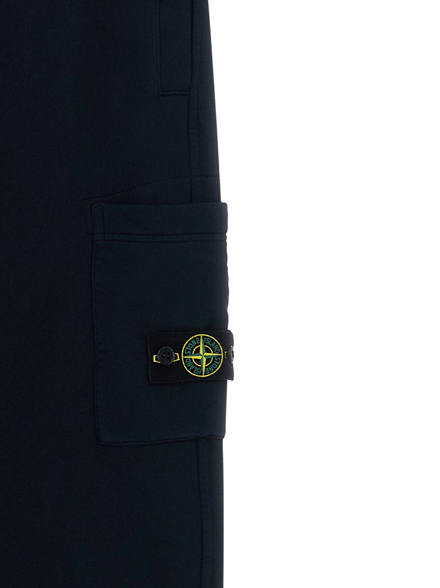 Stone Island Junior Badge Logo Cargo Joggers Navy 100 Percent Cotton
