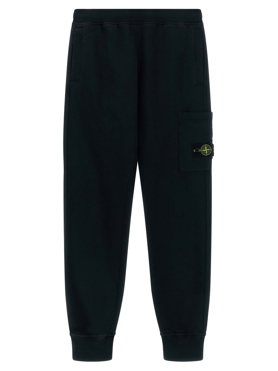 Stone Island Junior Badge Logo Cargo Joggers Black 100 Percent Cotton