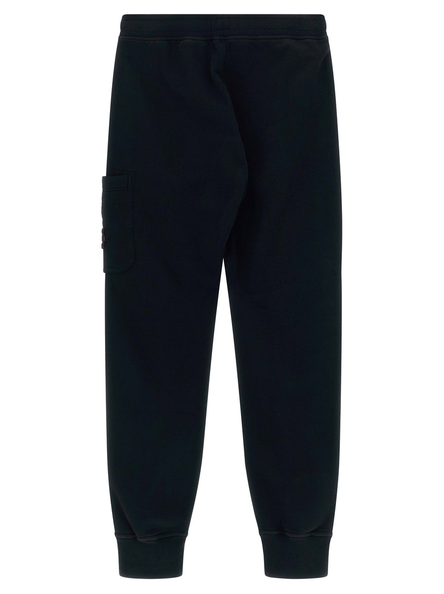Stone Island Junior Badge Logo Cargo Joggers Black 100 Percent Cotton