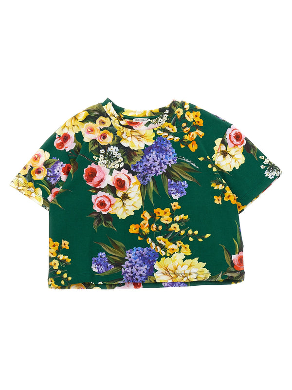Dolce And Gabbana Floral Print Girls T Shirt Soft Stretch Cotton For Everyday Comfort And Style
