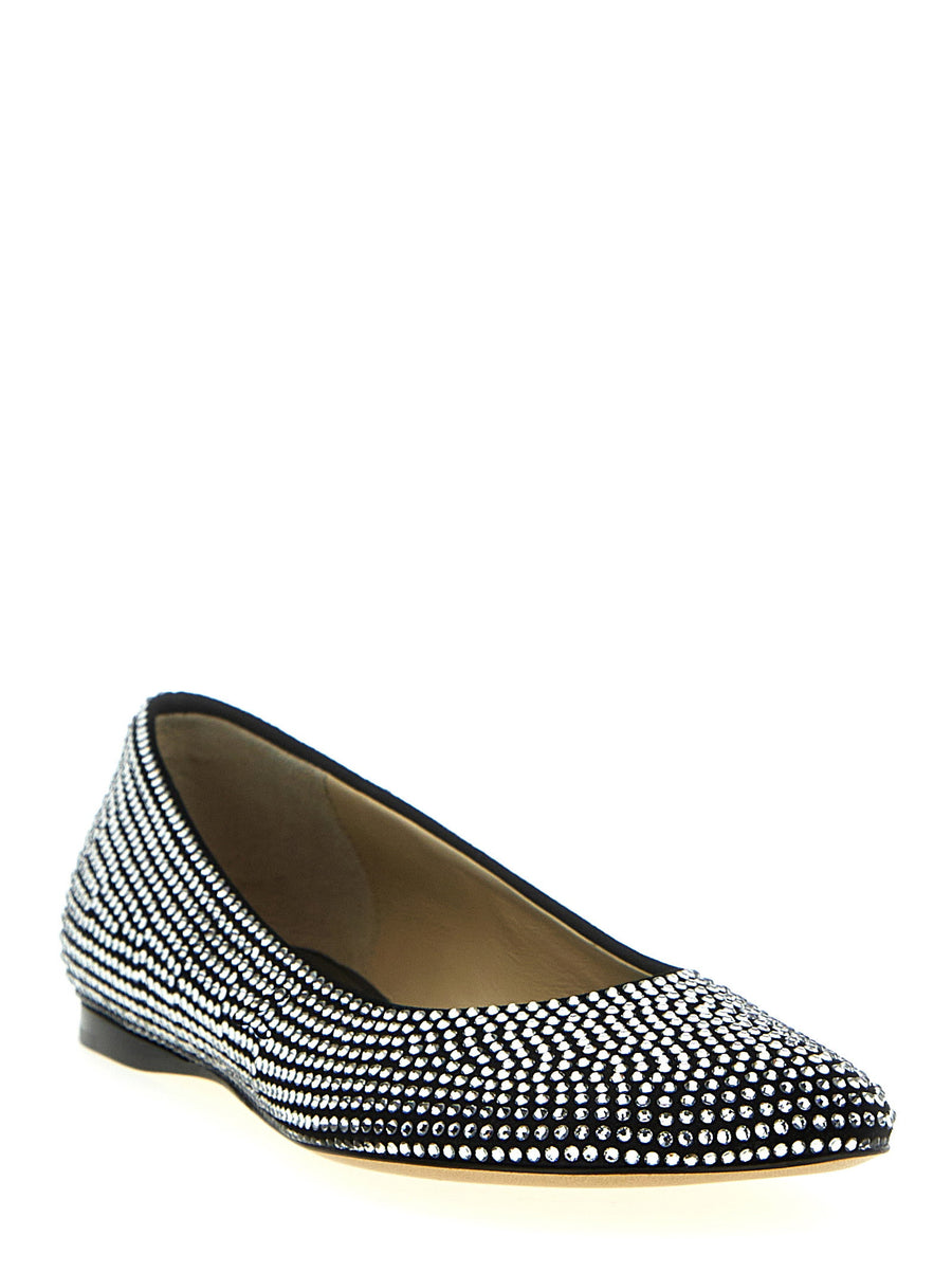 Loewe Toy Ballet Flats Luxury Sparkling Rhinestones Black Suede Leather Sole For Women