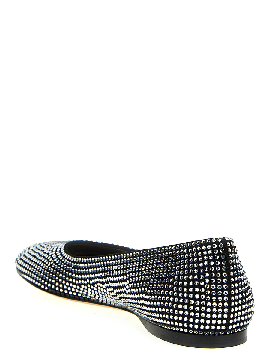 Loewe Toy Ballet Flats Luxury Sparkling Rhinestones Black Suede Leather Sole For Women
