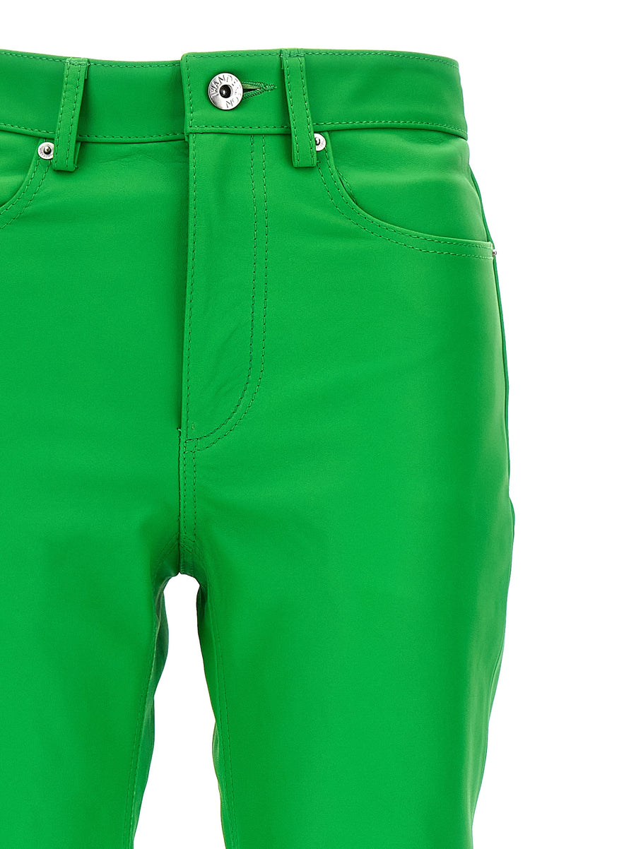 Premium Leather Bootcut Trousers By J.W. Anderson For Women Green One Hundred Percent Cow Leather With Pockets