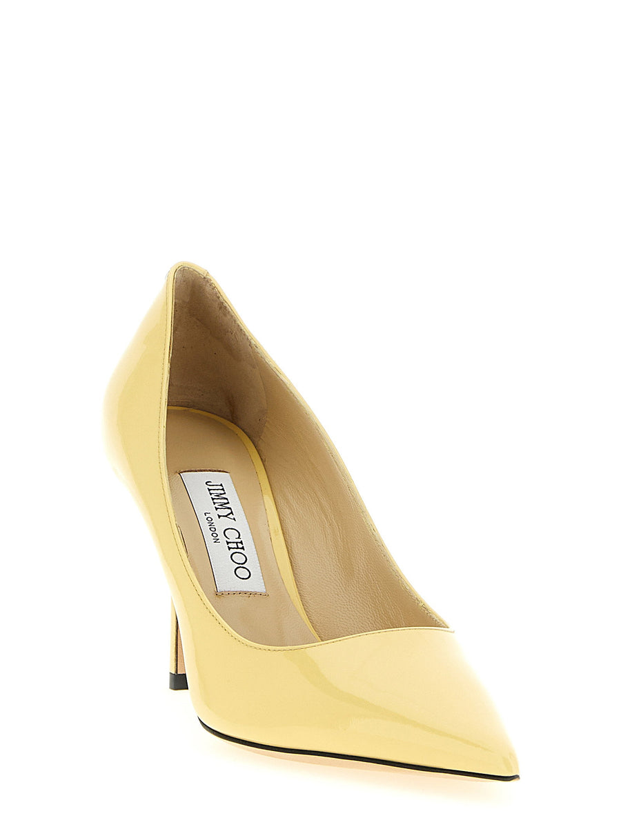 Jimmy Choo Love Pumps Yellow Patent Leather Luxurious Pointed Toe Stiletto For Women With Back Logo