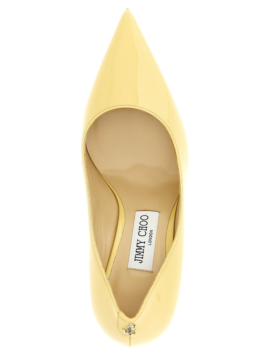 Jimmy Choo Love Pumps Yellow Patent Leather Luxurious Pointed Toe Stiletto For Women With Back Logo