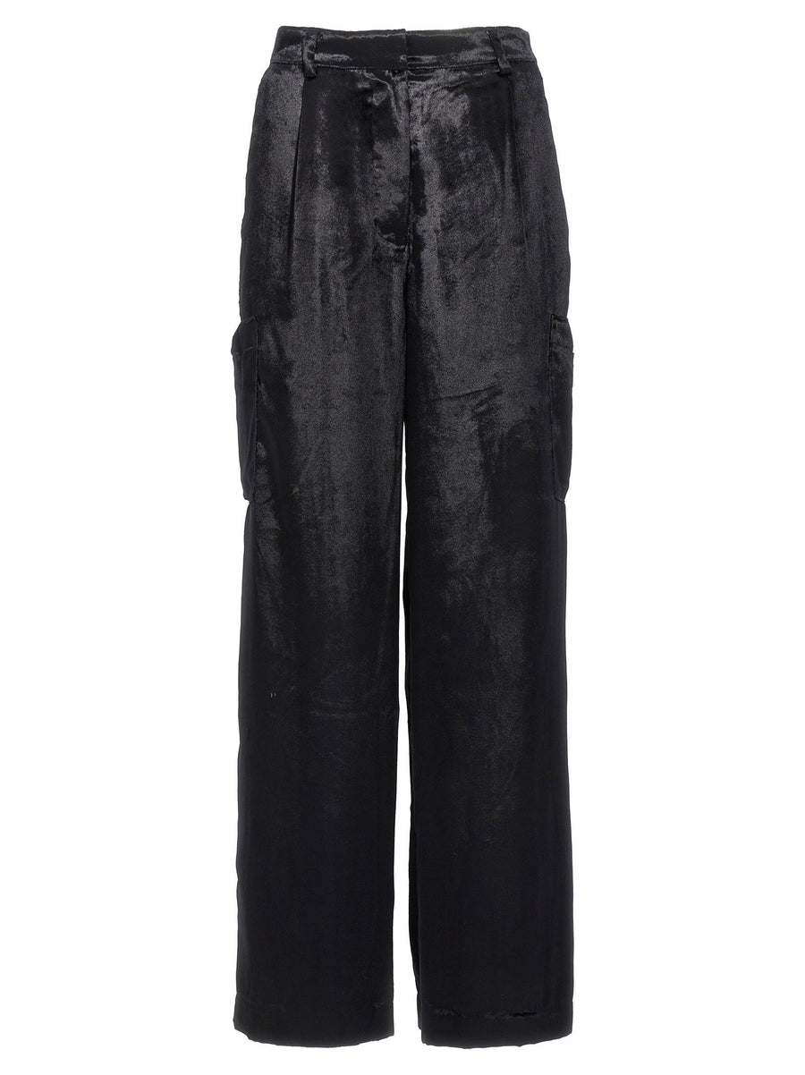 Loulou De Saison Luli Velvet Cargo Pants For Women Luxe Everyday Workwear Versatile Pockets