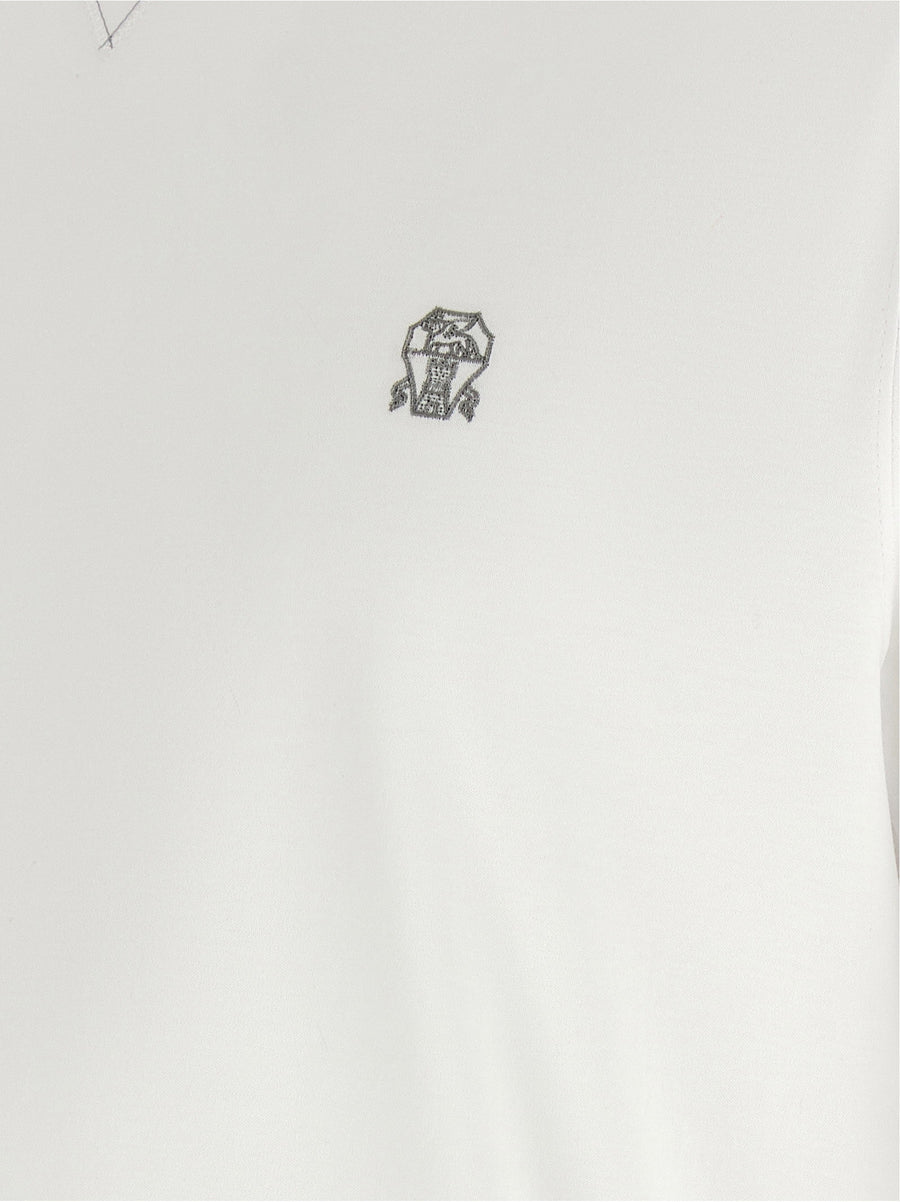 Brunello Cucinelli Double Layer T Shirt For Men Luxury Cotton Jersey With Contrast Inserts