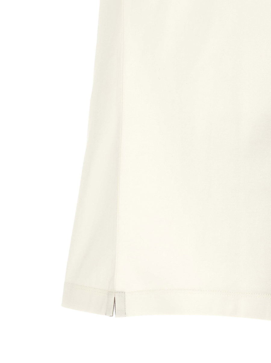 Brunello Cucinelli White Logo Embroidered Pure Cotton Jersey T Shirt