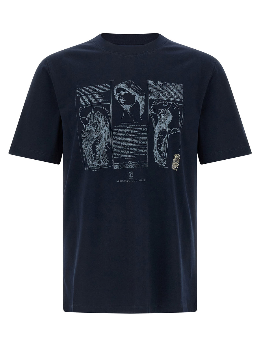 Brunello Cucinelli Printed T Shirt For Men 100 Percent Cotton Jersey Front Print Everyday Luxury