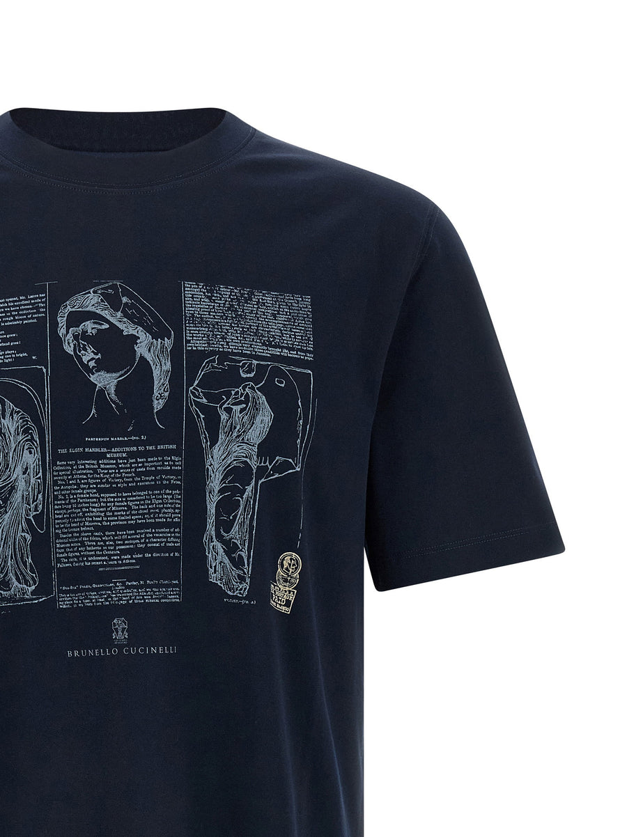Brunello Cucinelli Printed T Shirt For Men 100 Percent Cotton Jersey Front Print Everyday Luxury