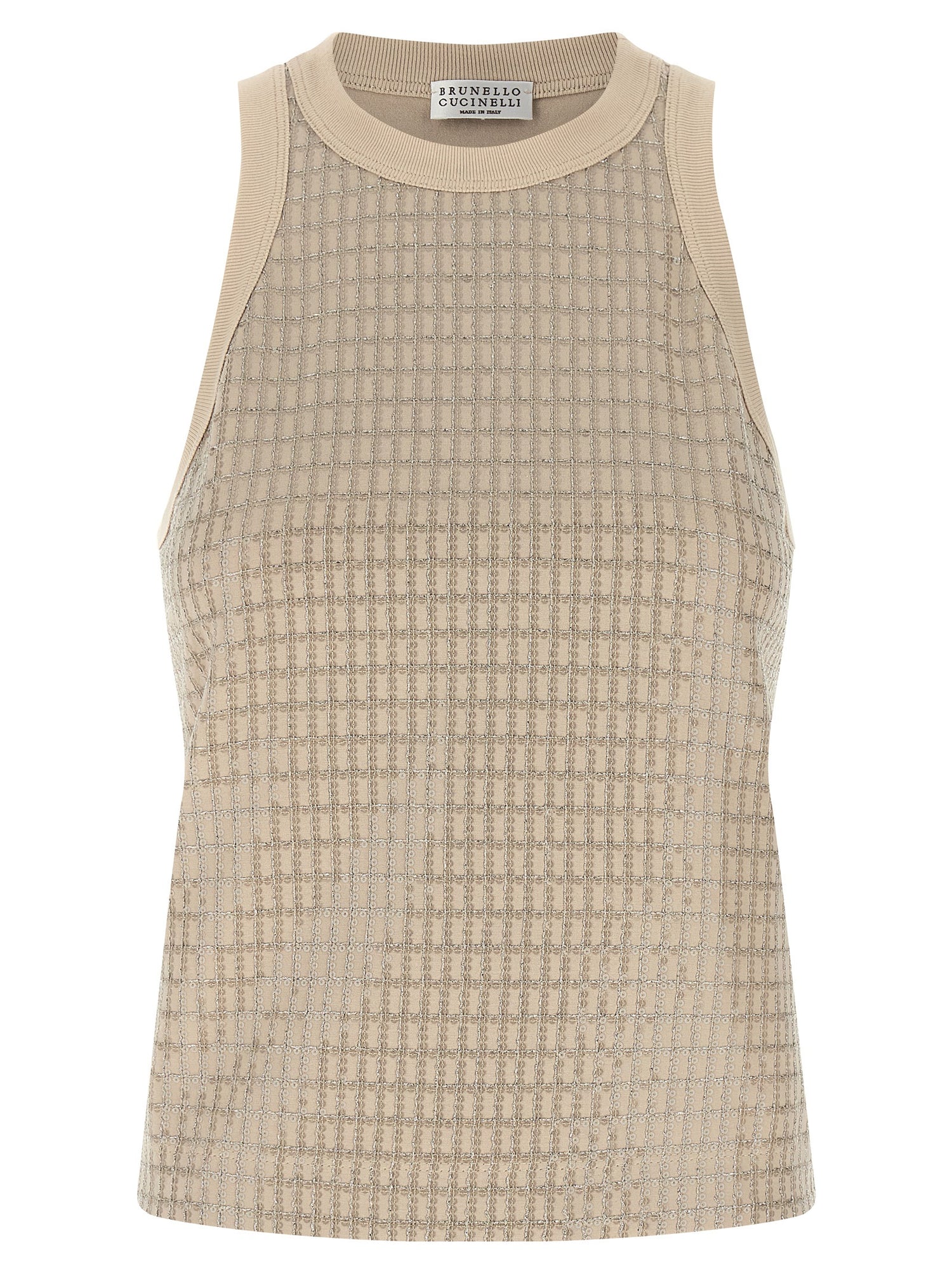 Brunello Cucinelli Dazzling Check Embroidery Top
