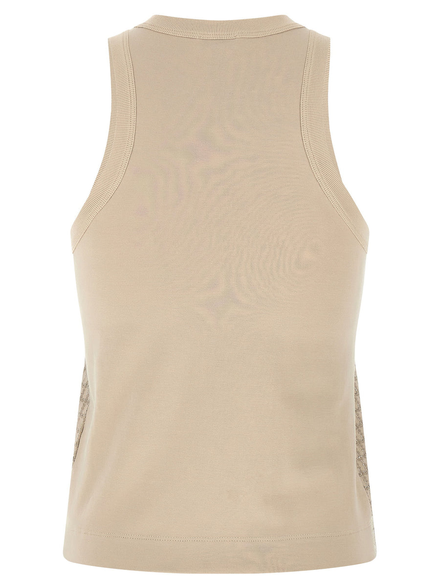 Brunello Cucinelli Dazzling Check Embroidery Top