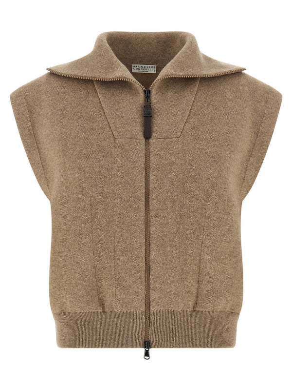 Brunello Cucinelli Shiny Zipper Pull Vest