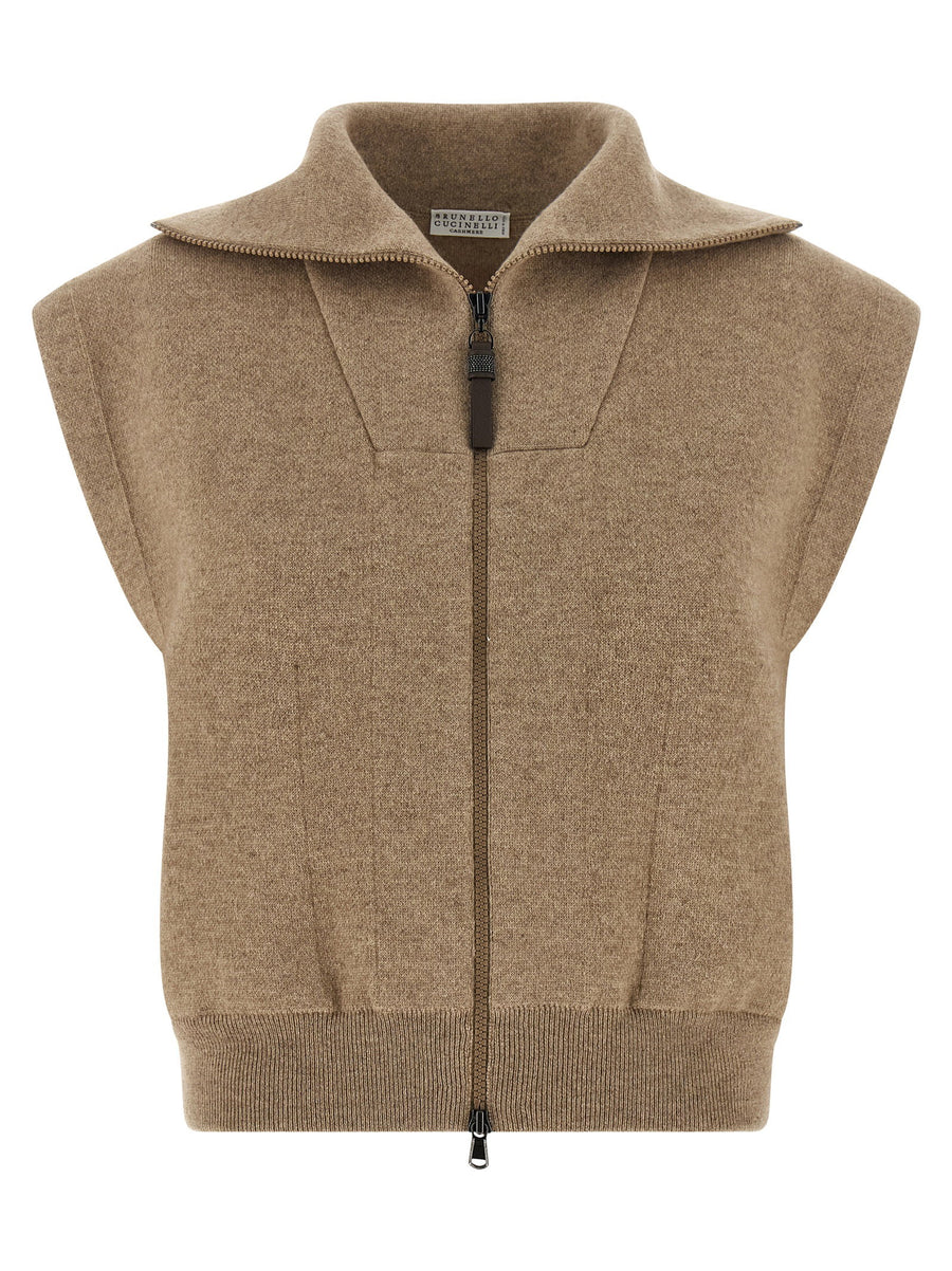Brunello Cucinelli Shiny Zipper Pull Vest