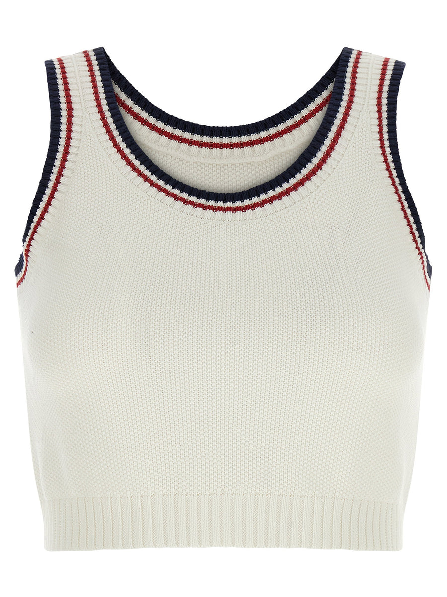 Brunello Cucinelli Crop Top Active Line White Cotton Knit