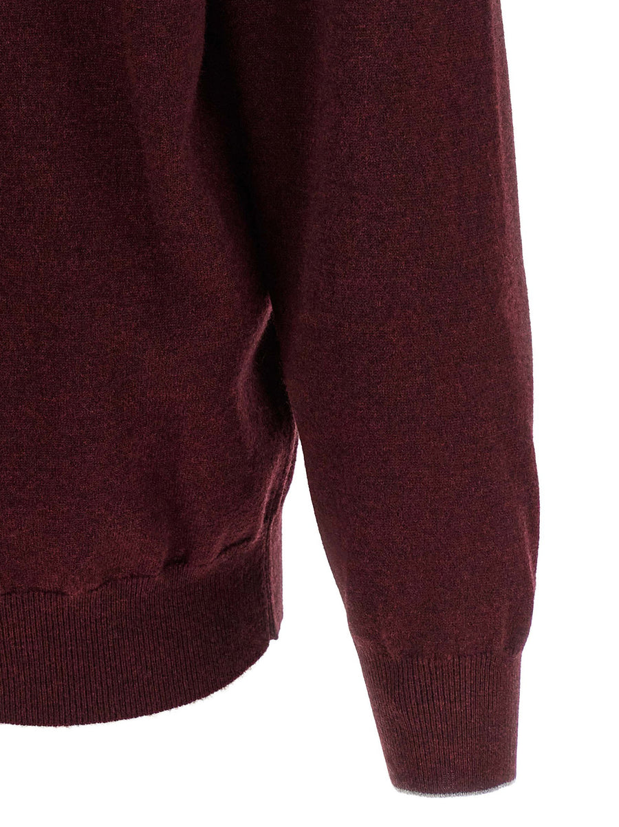Brunello Cucinelli Bordeaux Cashmere Crewneck Sweater For Women