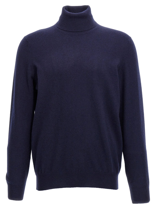 Brunello Cucinelli Blue Cashmere Turtleneck Sweater For Women Luxuriously Warm 100 Percent Cashmere